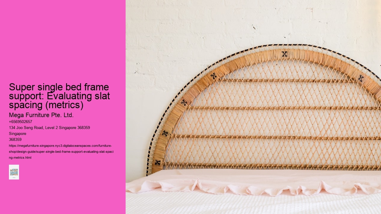 Super single bed frame support: Evaluating slat spacing (metrics) Mega Furniture Pte. Ltd. Super single bed frame support: Evaluating slat spacing (metrics)